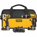 DEWALT 20V MAX Li-Ion Cordless Power Tool Set — 1/2in. Compact Hammerdrill & 1/4in. Impact Driver, With 2 Batteries, Model# DCK285C2