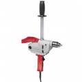 Milwaukee Compact Corded Electric Spade Handle Drill With Pipe Handle — 1/2in. Chuck, 7.0 Amp, 650 RPM, Model# 1610-1