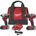 Milwaukee M18 2-Tool Brushless Combo Kit — 1/2in. Drill Driver, 1/4in. Hex Impact Driver, 2 Compact 2.0 Batteries, Model# 2892-22CT