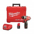 Milwaukee M12 FUEL Li-Ion Cordless Electric 2-Speed Screwdriver Kit With 2 Batteries — 1/4in. Hex, 1700 RPM, Model# 2402-22
