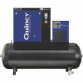 Quincy QGS-10 Rotary Screw Compressor — 38.8 CFM at 125 PSI, 3-Phase, 120-Gallon Horizontal, Tank-Mount with Dryer, Model# 4152021980