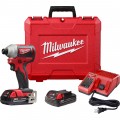 Milwaukee M18 Cordless Compact Brushless 1/4in. Hex Impact Driver Kit — 2 Batteries, Model# 2850-22CT